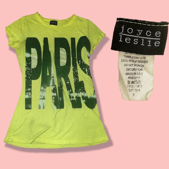 Joyce Leslie Tops - Neon Yellow Paris T-Shirt